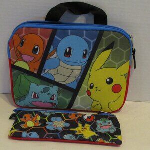Pokemon Bag Pencil Marker Medium Small Top Zip Picacho Charmander Bag Set